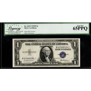 $1 1935-F blue seal. Small Silver Certificates 1615