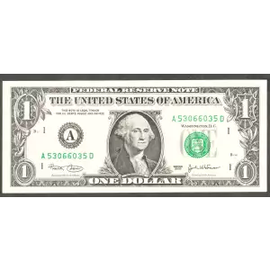 $1 2003 Green seal. Small Size $1 Federal Reserve Notes 1928-A