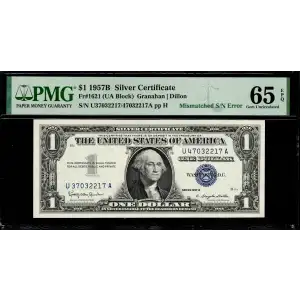 $1 1957-B blue seal. Small Silver Certificates 1621 (2)