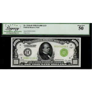 $1,000 1928  High Denomination Notes 2210-H