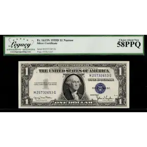 $1 1935-D blue seal. Small Silver Certificates 1613N (2)