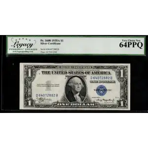 $1 1935-A blue seal. Small Silver Certificates 1608
