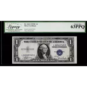 $1 1935-C blue seal. Small Silver Certificates 1612