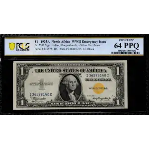 $1 1935-A yellow seal Emergency Notes Issued During WW2 2306 (2)