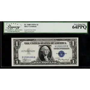 $1 1935-A blue seal. Small Silver Certificates 1608