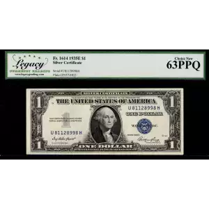 $1 1935-E blue seal. Small Silver Certificates 1614