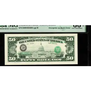 $50 1993 blue-Green seal. Small Size $50 Federal Reserve Notes 2125-D