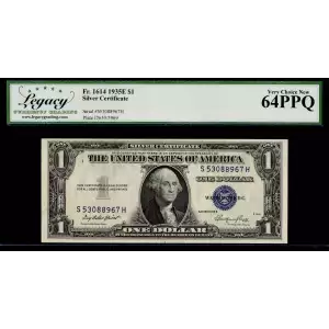 $1 1935-E blue seal. Small Silver Certificates 1614