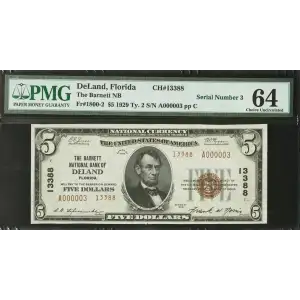 $5 1929 small brown seal. Small National Bank Notes 1800-2