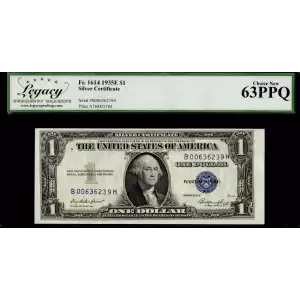 $1 1935-E blue seal. Small Silver Certificates 1614