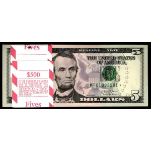 $5 2013  Small Size $5 Federal Reserve Notes 1996-F*