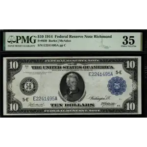 $10 1914 Blue Seal Federal Reserve Notes 920