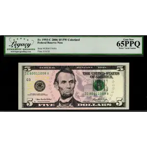 $5 2006  Small Size $5 Federal Reserve Notes 1993-C