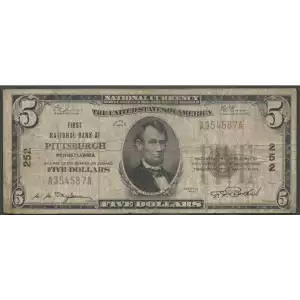 $5 1929 Small brown seal Small National Bank Notes 1800-1