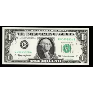 $1 1963 Green seal. Small Size $1 Federal Reserve Notes 1900-G