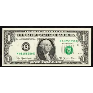 $1 1977-A. Green seal. Small Size $1 Federal Reserve Notes 1910-K