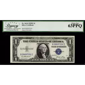 $1 1935-E blue seal. Small Silver Certificates 1614