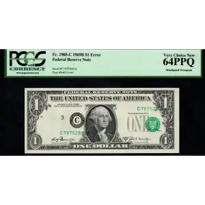 $1 1969-B. Green seal. Small Size $1 Federal Reserve Notes 1905-C (2)