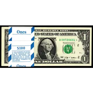 $1 2009 Green seal. Small Size $1 Federal Reserve Notes 3000-B*