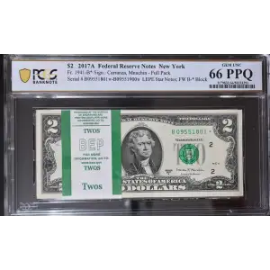 $2 2017-A. Green seal Small Size $2 Federal Reserve Notes 1941-B*
