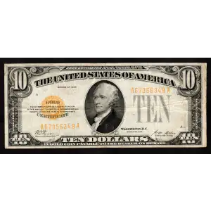 $10 1928 Gold Seal Small Size Gold Certificates 2400
