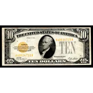$10 1928 Gold Seal Small Size Gold Certificates 2400
