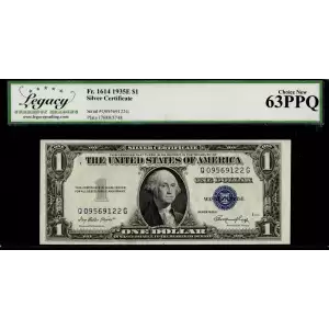 $1 1935-E blue seal. Small Silver Certificates 1614