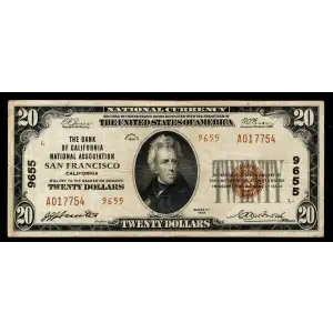 $20 1929 small brown seal. Small National Bank Notes 1802-2 (2)