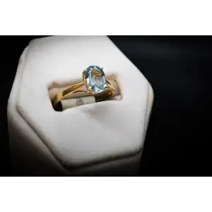 14k Yellow Gold  Natural Aquamarine Ring March Birthstone (4)
