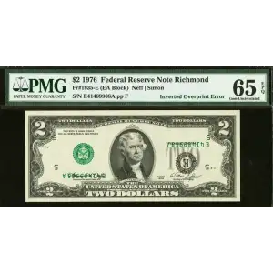 $2 1976 Green seal Small Size $2 Federal Reserve Notes 1935-E