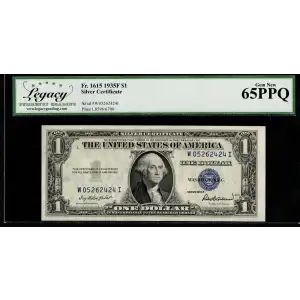 $1 1935-F blue seal. Small Silver Certificates 1615