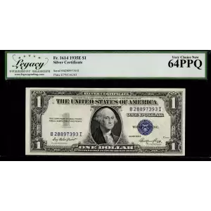 $1 1935-E blue seal. Small Silver Certificates 1614 (2)