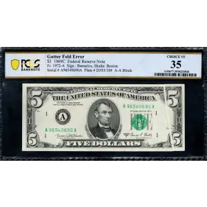 $5 1969-C.  Small Size $5 Federal Reserve Notes 1972-A