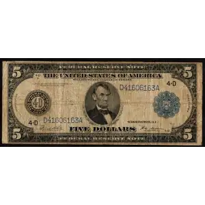 $5 1914 Blue Seal Federal Reserve Notes 859A