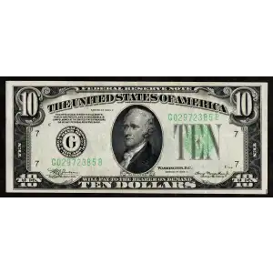 $10 1934 blue-Green seal. Small Size $10 Federal Reserve Notes 2005-G (2)