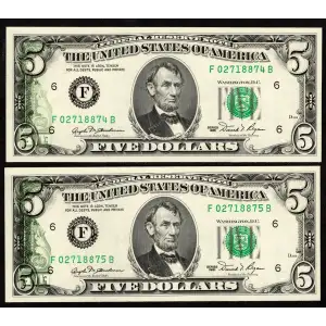 1981 $5 F02718874B + F02718875B