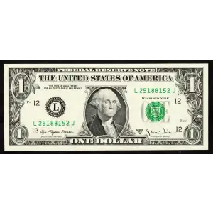 $1 1977-A. Green seal. Small Size $1 Federal Reserve Notes 1910-L