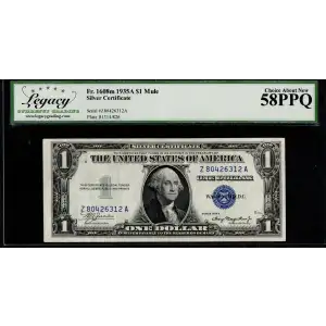 $1 1935-A blue seal. Small Silver Certificates 1608m