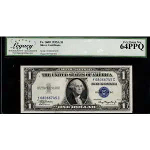 $1 1935-A blue seal. Small Silver Certificates 1608