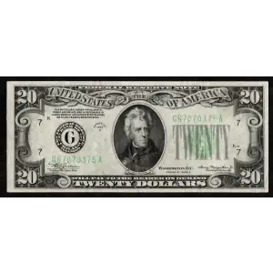 $20 1934-A. blue-Green seal. Small Size $20 Federal Reserve Notes 2055-G (2)