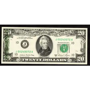 $20 1981-A. blue-Green seal. Small Size $20 Federal Reserve Notes 2074-E (2)