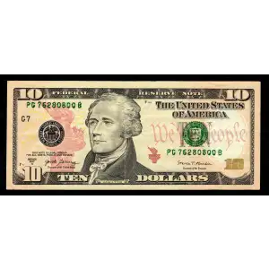 $10 2013 Treasury seal. Small Size $10 Federal Reserve Notes 2042-G