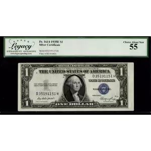 $1 1935-E blue seal. Small Silver Certificates 1614