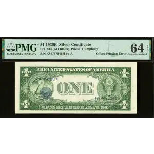 $1 1935-E blue seal. Small Silver Certificates 1614