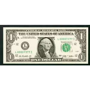 $1 2009 Green seal. Small Size $1 Federal Reserve Notes 1934-L