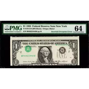 $1 1985 Green seal. Small Size $1 Federal Reserve Notes New York 1913-B