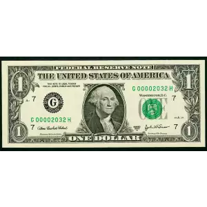 $1 2003-A. Green seal. Small Size $1 Federal Reserve Notes 1931-G