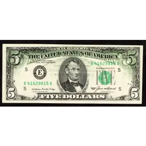 $5 1985  Small Size $5 Federal Reserve Notes 1978-E