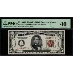 1934-A $5 L66611779A PMG 40