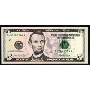 $1 2006 Green seal. Small Size $1 Federal Reserve Notes 1933-A